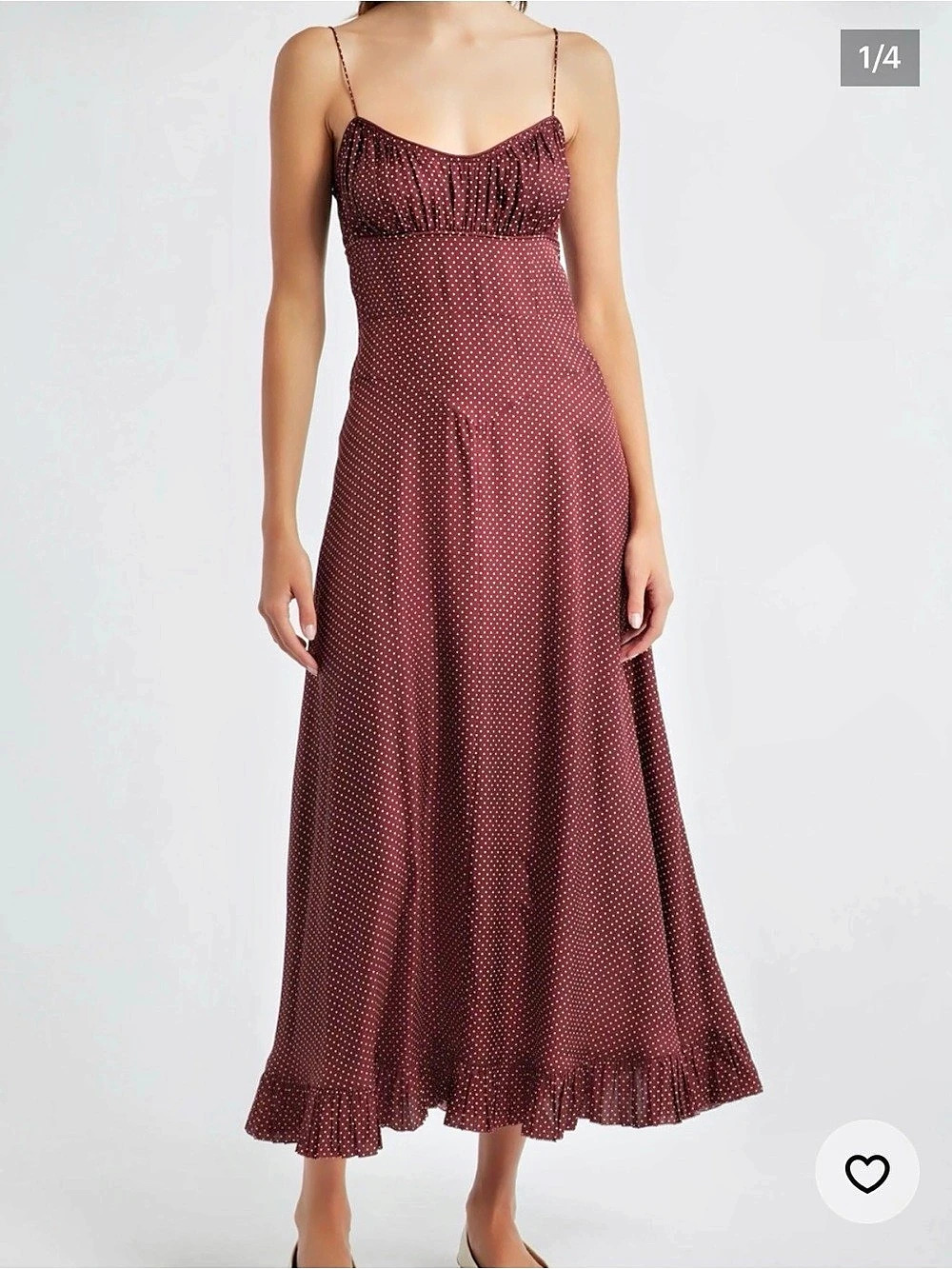 Doen Polka Dot Rosario Maxi Dress in Burgundy Size XXS New